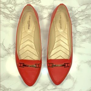 Karl Lagerfeld Red Pointed Toe Flats with Gold